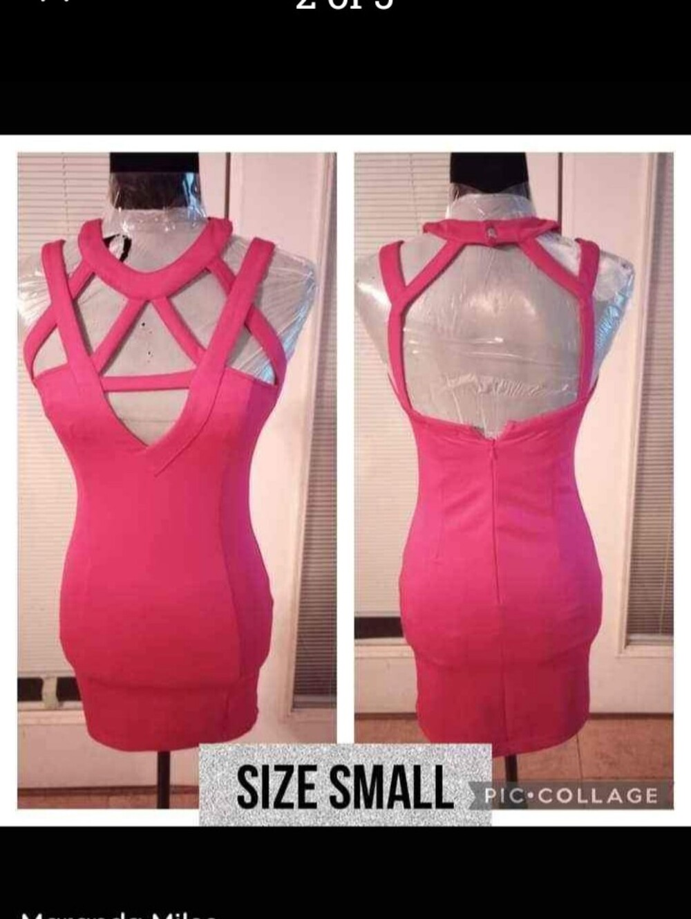 Pink Strappy Bodycon Dress - Small